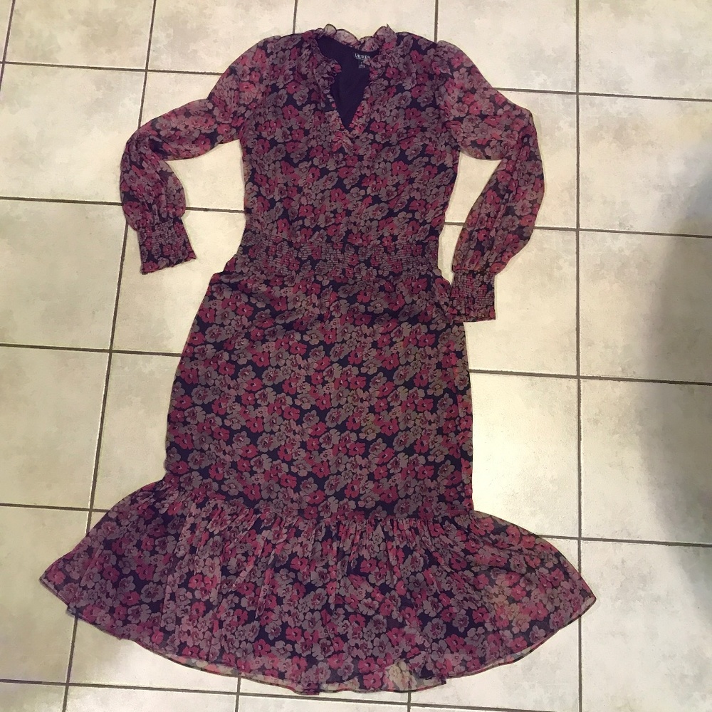 Ralph Lauren ‘cherry blossoms’ floral midi dress, size 8, great condition - Picture 4 of 16